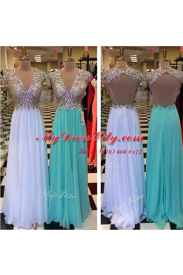 Chiffon Sleeveless Floor Length Prom Gown and Beading