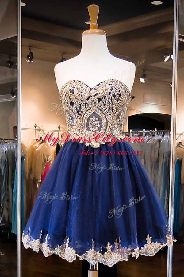 Royal Blue Sweetheart Neckline Beading Party Dress Wholesale Sleeveless Side Zipper