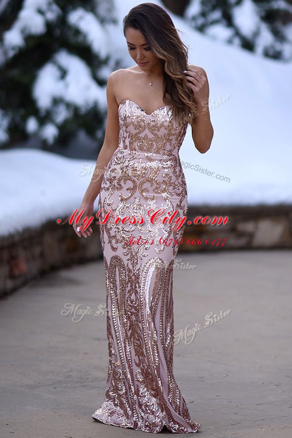 Wonderful Mermaid Peach Sweetheart Zipper Appliques Prom Dress Sleeveless