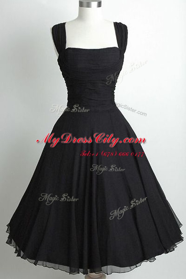 Black Sleeveless Chiffon Side Zipper for Prom and Party