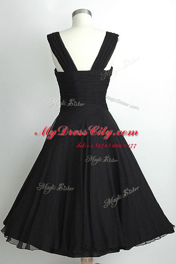 Black Sleeveless Chiffon Side Zipper for Prom and Party