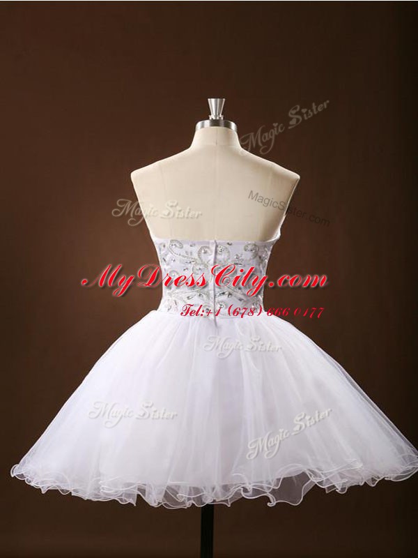 High Quality Sashes ribbons Prom Dresses White Zipper Sleeveless Mini Length