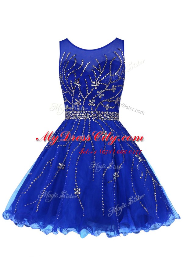 Tulle Sleeveless Knee Length and Beading