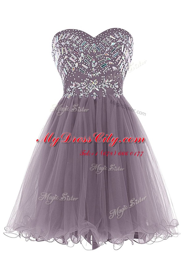 Inexpensive Royal Blue Sleeveless Tulle Zipper Homecoming Dress for Prom and Party