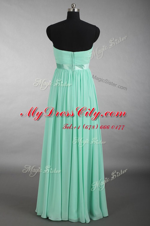 Apple Green Sweetheart Zipper Ruching Prom Gown Sleeveless