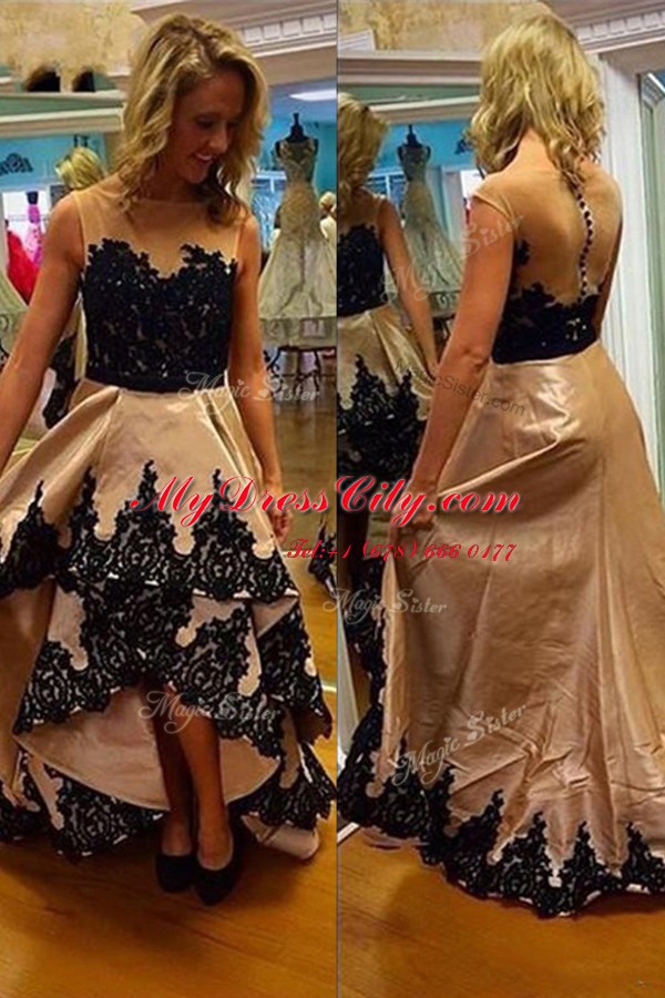 Affordable Asymmetrical A-line Sleeveless Champagne Prom Dress Zipper