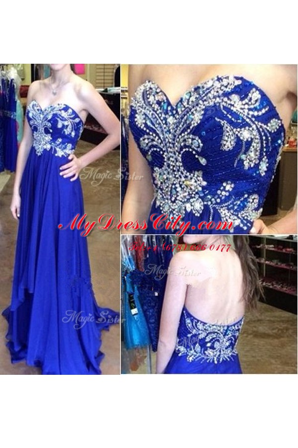 Sleeveless Beading Zipper Prom Dresses