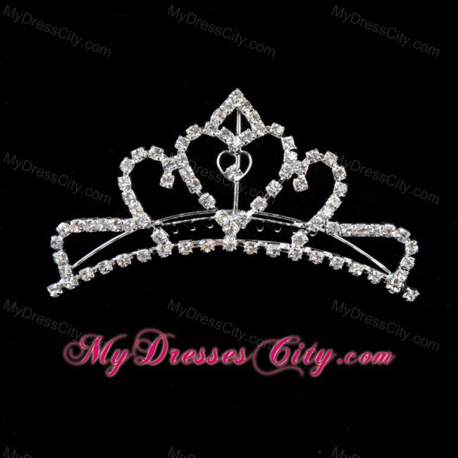 Sweet Tiara With Cute Sweetheart Shaped Rhinestone