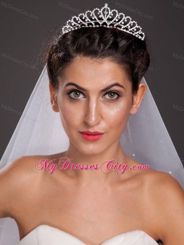 Beautiful Sweetheart Shaped Tiara With Beading Accents