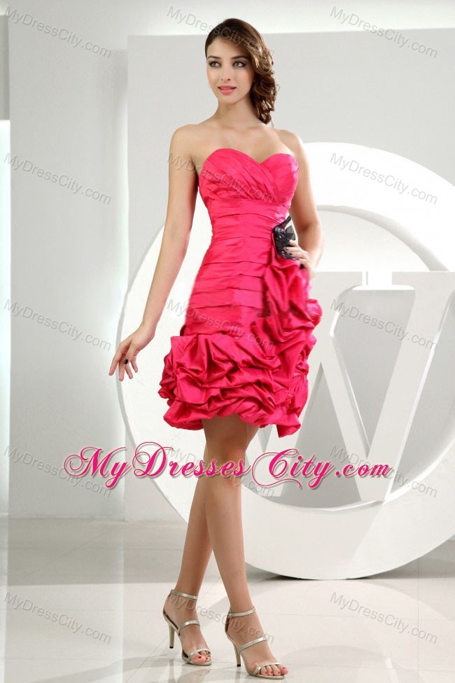 Ruffles Column Sweetheart Prom Dress Hot Pink Mini-length 2013