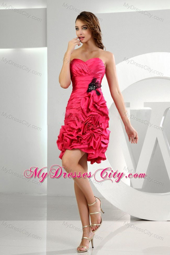 Ruffles Column Sweetheart Prom Dress Hot Pink Mini-length 2013