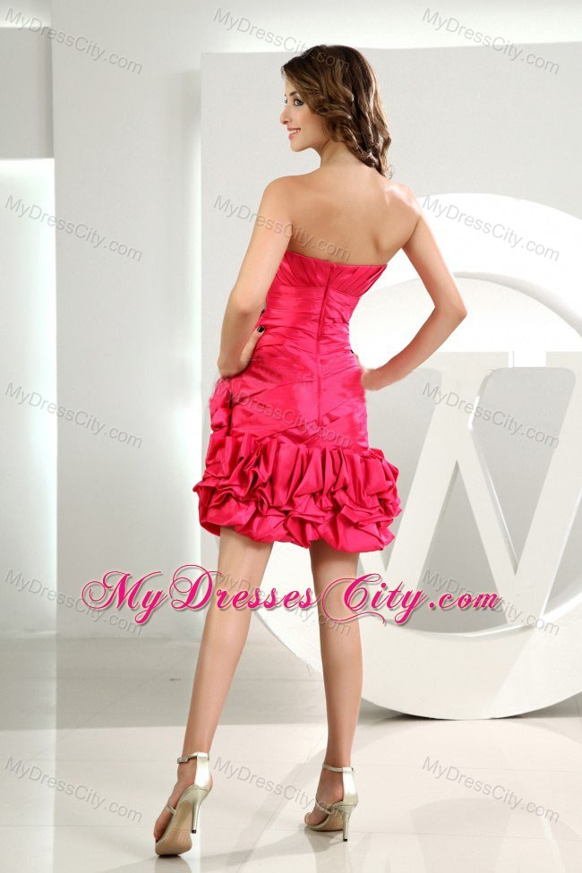 Ruffles Column Sweetheart Prom Dress Hot Pink Mini-length 2013