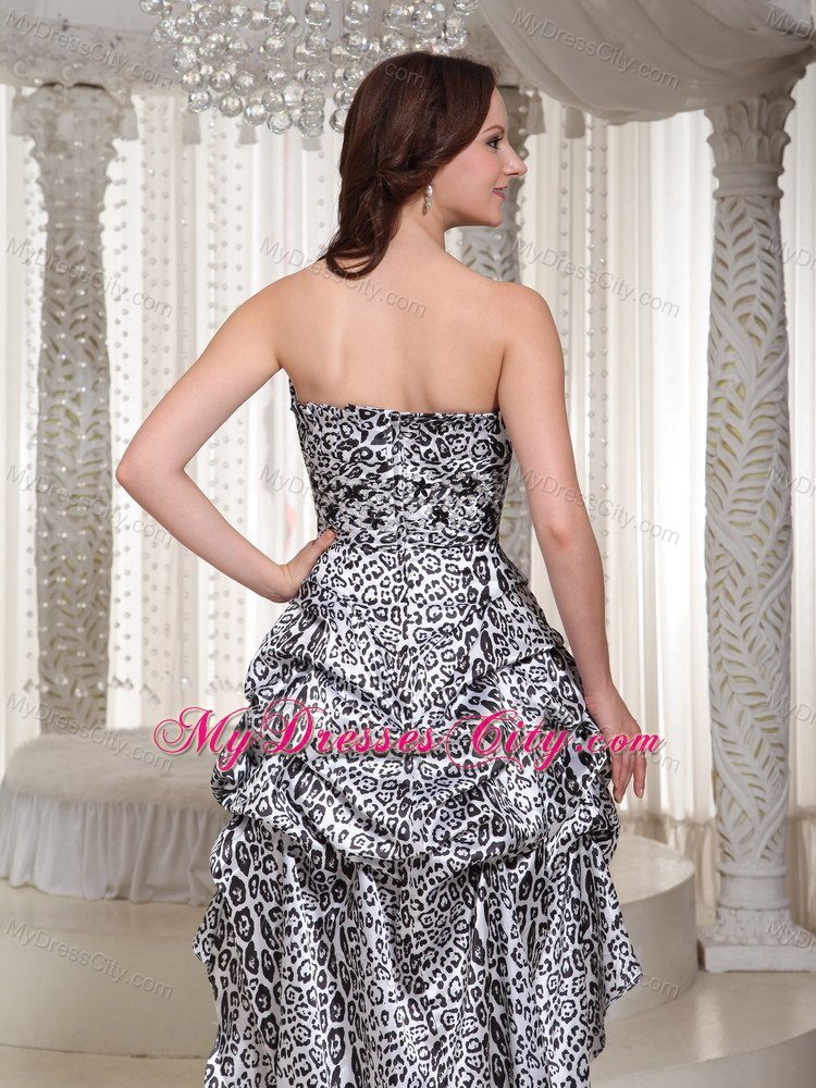 2013 Uniques Leopard High-low Strapless Princess Prom Dress