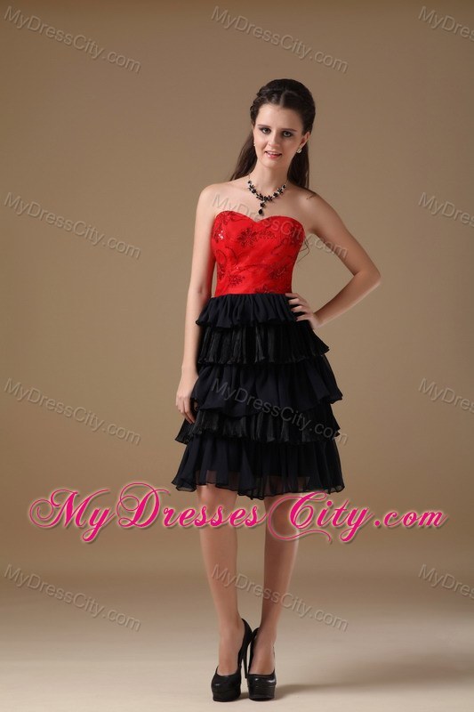 Black and Red A-line Sweetheart Short Prom Dress