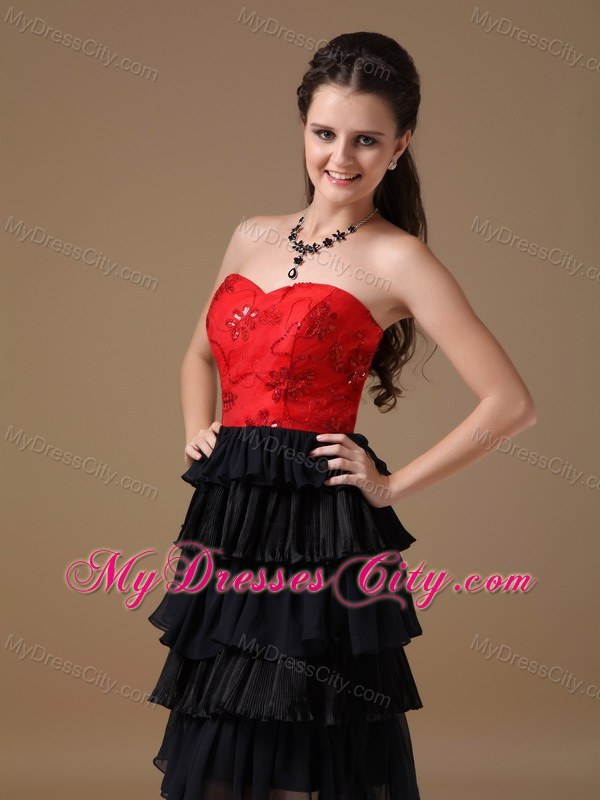 Black and Red A-line Sweetheart Short Prom Dress