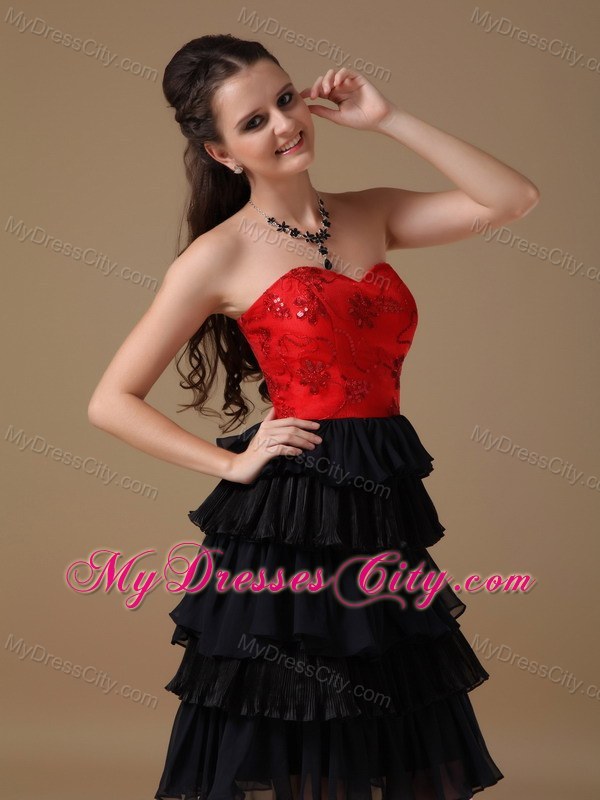 Black and Red A-line Sweetheart Short Prom Dress