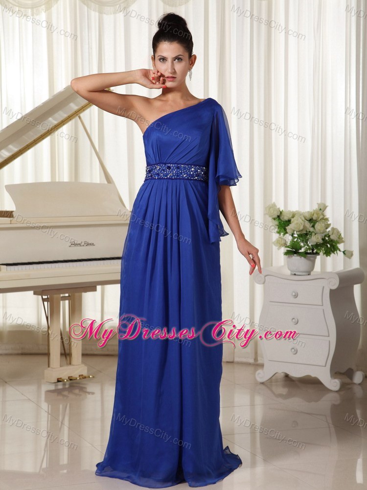 Royal One Shoulder Beaded Waist Dress for Prom