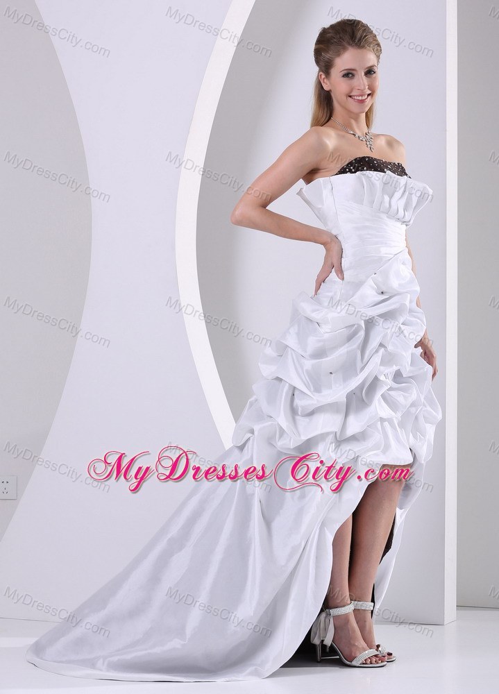 Beaded and Pick-ups High-low Prom Dress With Taffeta Brush Train