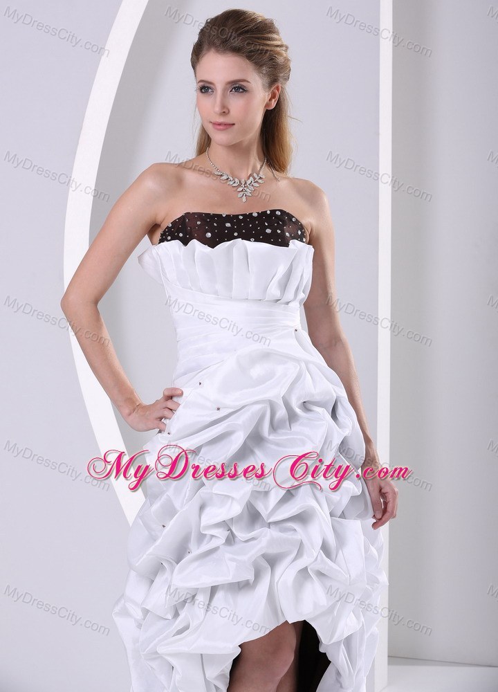 Beaded and Pick-ups High-low Prom Dress With Taffeta Brush Train ...