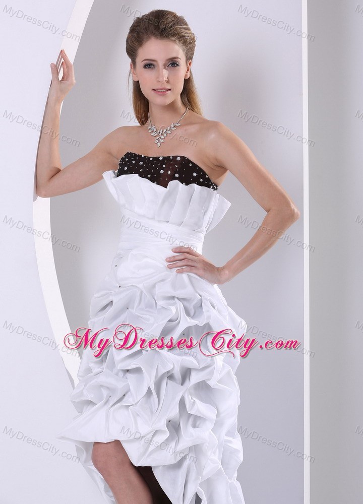 Beaded and Pick-ups High-low Prom Dress With Taffeta Brush Train