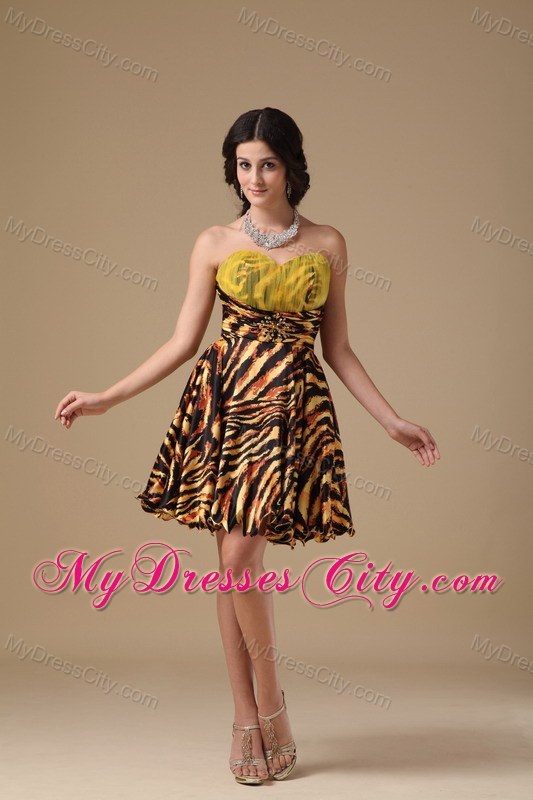 Multi-color A-line Sweetheart Mini-length Leopard Prom Dress