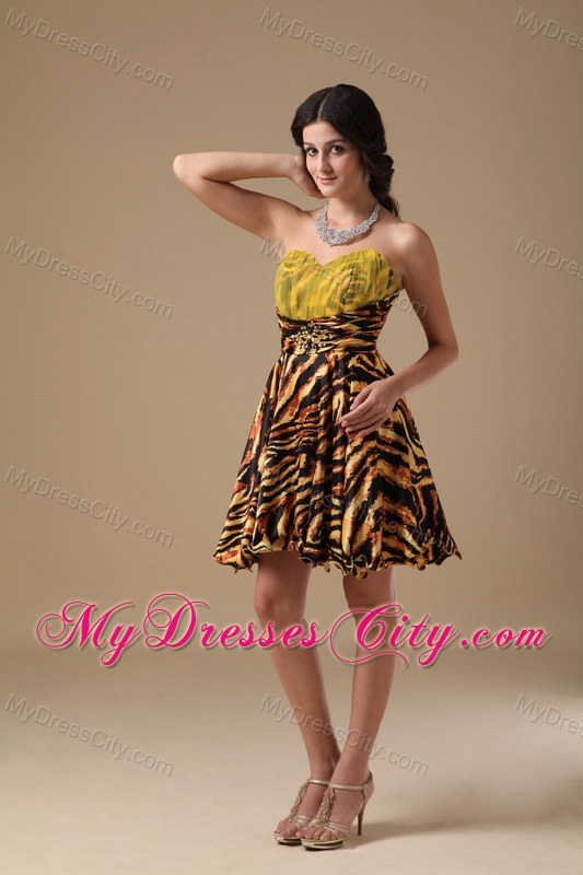 Multi-color A-line Sweetheart Mini-length Leopard Prom Dress