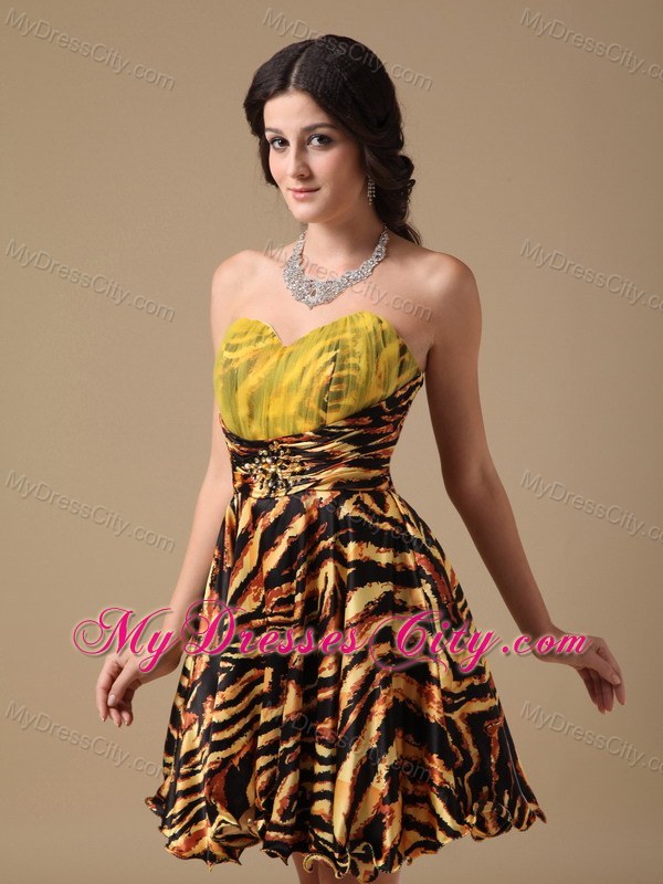 Multi-color A-line Sweetheart Mini-length Leopard Prom Dress