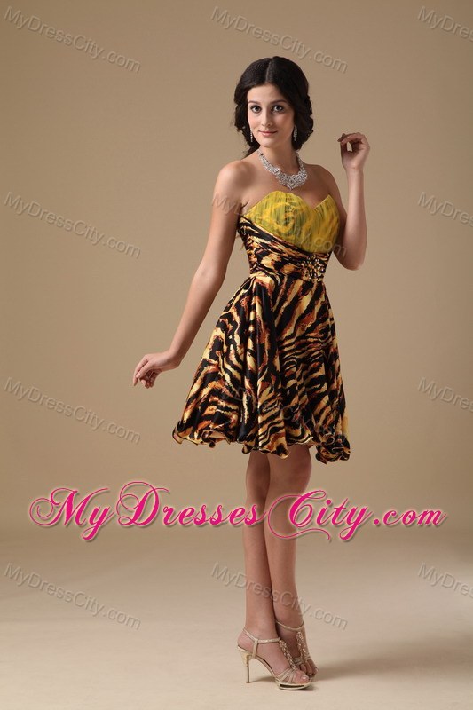 Multi-color A-line Sweetheart Mini-length Leopard Prom Dress