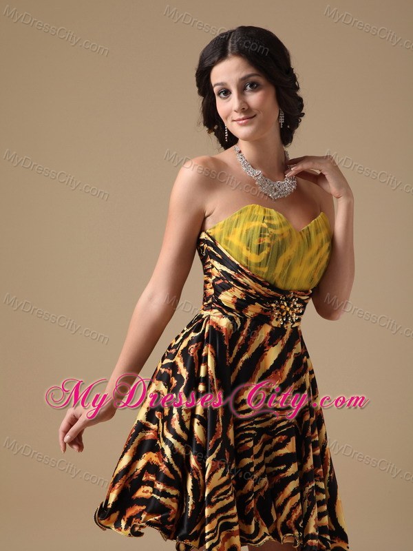 Multi-color A-line Sweetheart Mini-length Leopard Prom Dress