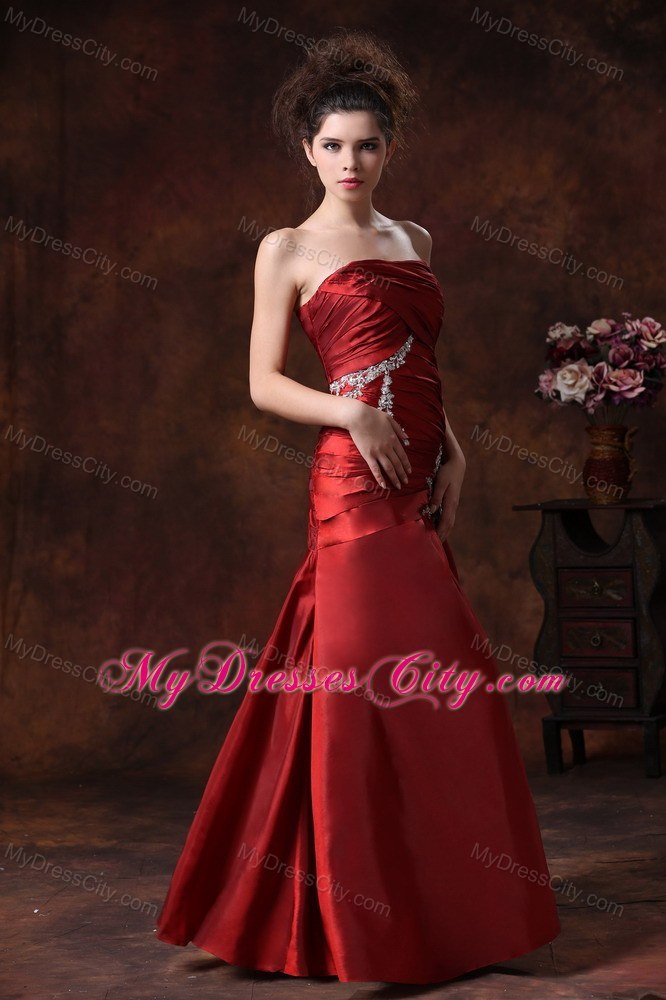 Beading Appliques Strapless Taffeta Back Out Prom Dress