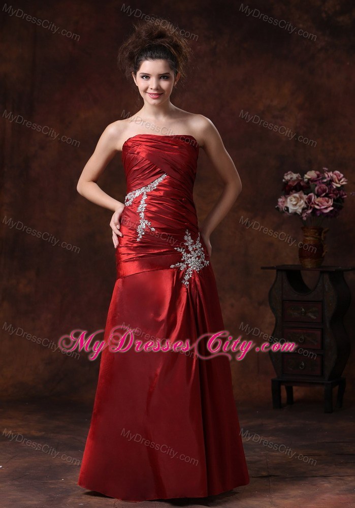 Beading Appliques Strapless Taffeta Back Out Prom Dress