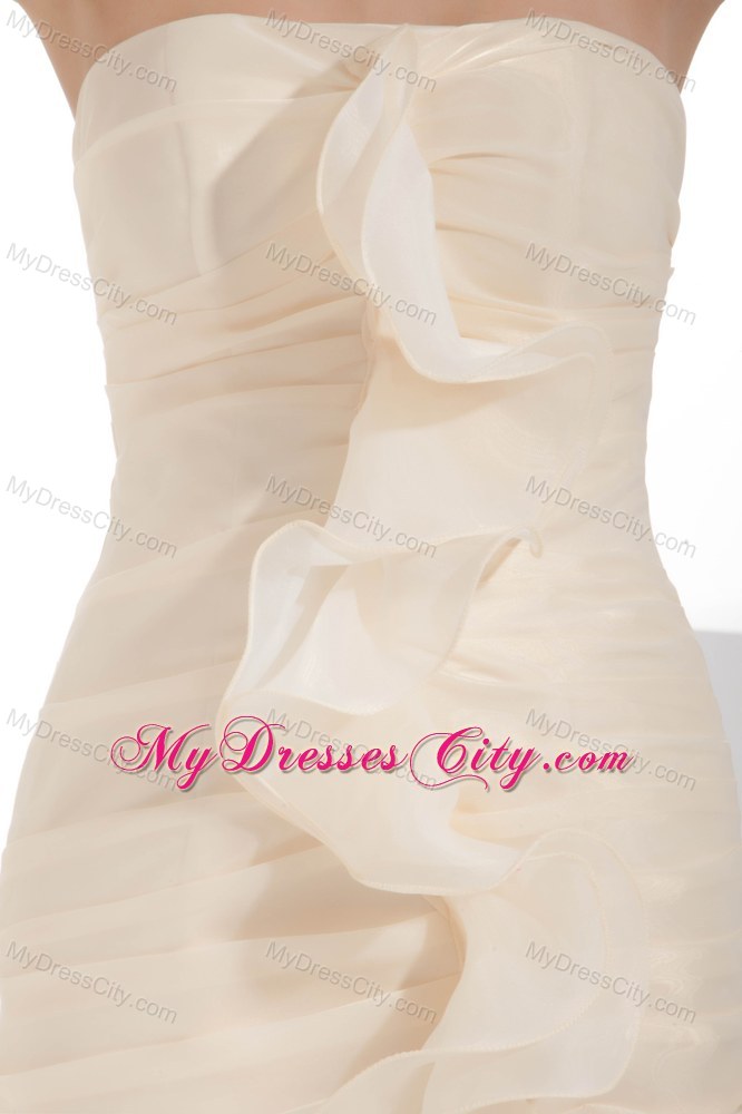 Ruffles Ruching Strapless Mermaid Organza Prom Dress on Sale