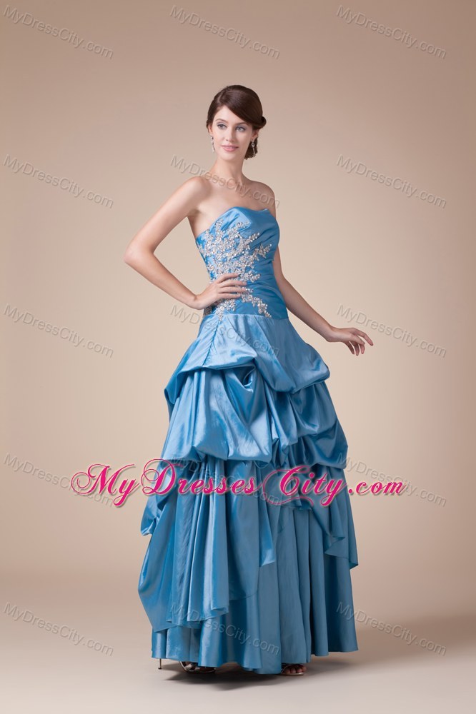 Beading Appliques Strapless Pick-ups Cool Back Prom Gown