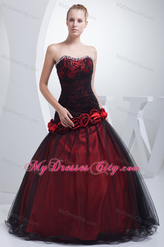 Sweetheart Hand Made Flowers Appliques Beaded Prom Gown