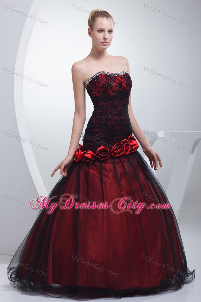 Sweetheart Hand Made Flowers Appliques Beaded Prom Gown