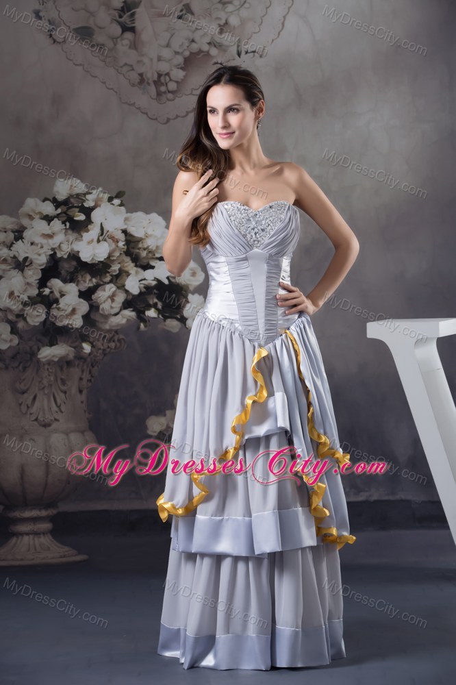 Ruffles Beading Ruching Layers Zipper up Back Prom Dress for Girls