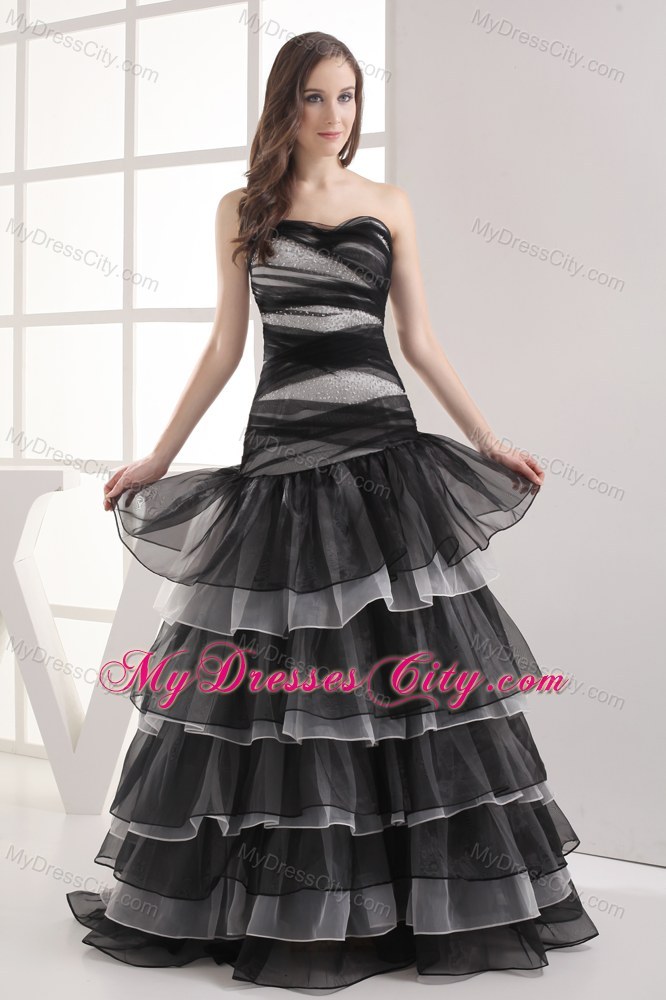 Bandaged Sweetheart Prom Dress Has Layers Ruffles and Beading