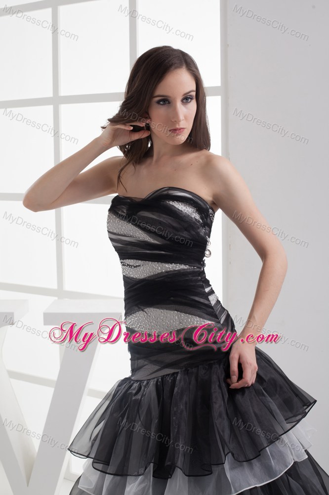 Bandaged Sweetheart Prom Dress Has Layers Ruffles and Beading