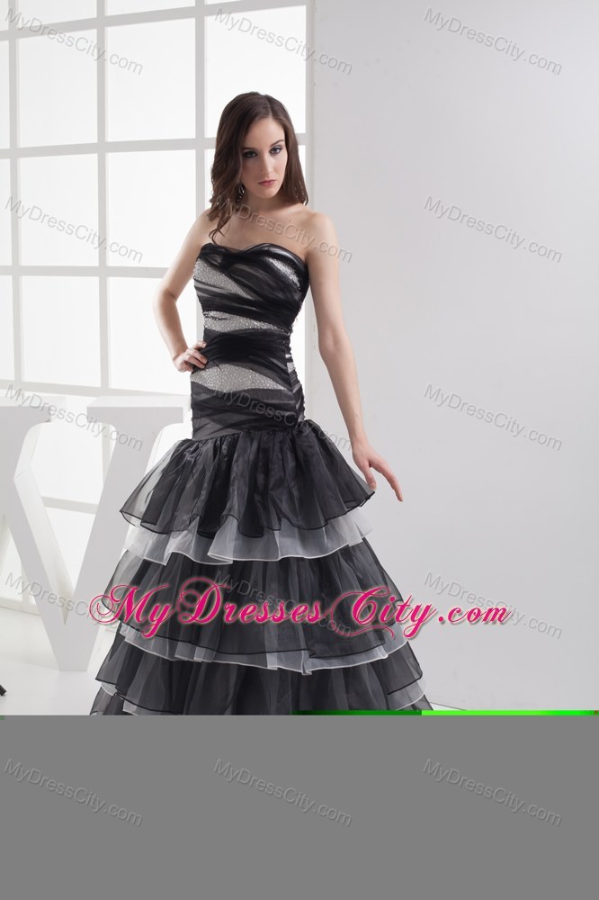 Bandaged Sweetheart Prom Dress Has Layers Ruffles and Beading