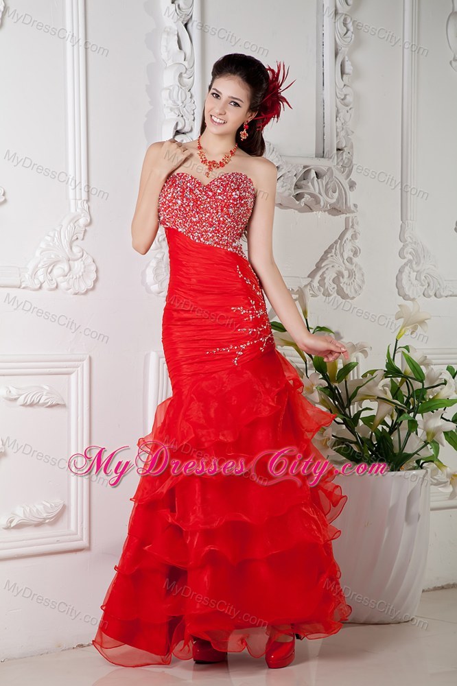 Organza Sweetheart A-line Prom Dress with ruffled layers