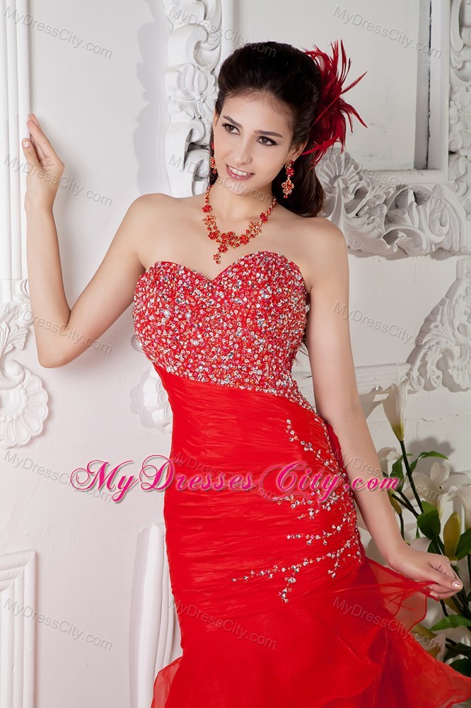 Organza Sweetheart A-line Prom Dress with ruffled layers