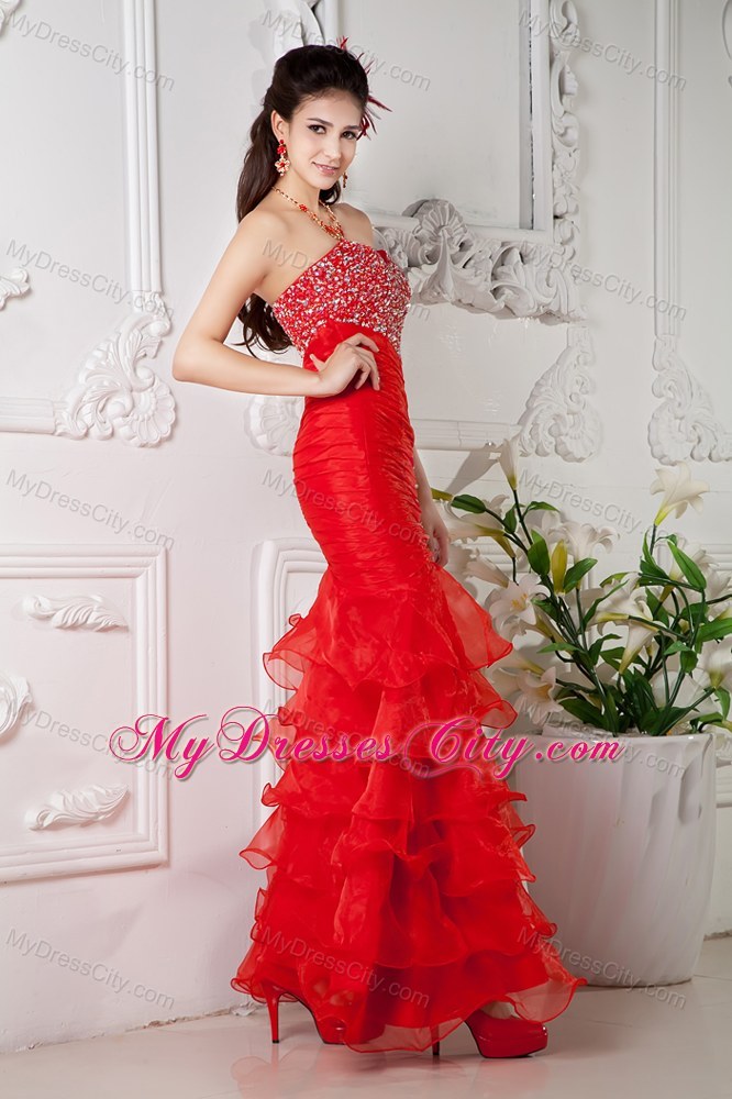 Organza Sweetheart A-line Prom Dress with ruffled layers