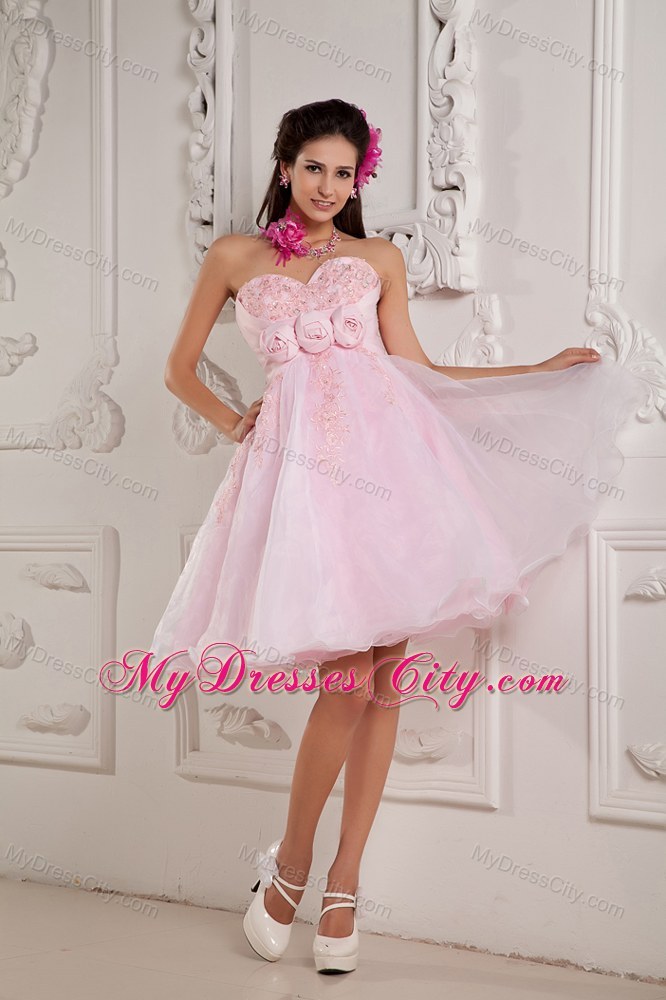 Hand Made Flowers Sweetheart Beaded Layers Prom Dress