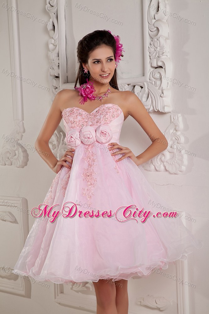 Hand Made Flowers Sweetheart Beaded Layers Prom Dress