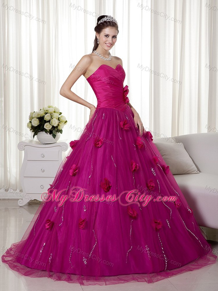 Fuchsia Sweetheart Tulle Sweet 15 Dress with Ruches in 2013