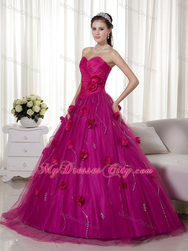 Fuchsia Sweetheart Tulle Sweet 15 Dress with Ruches in 2013