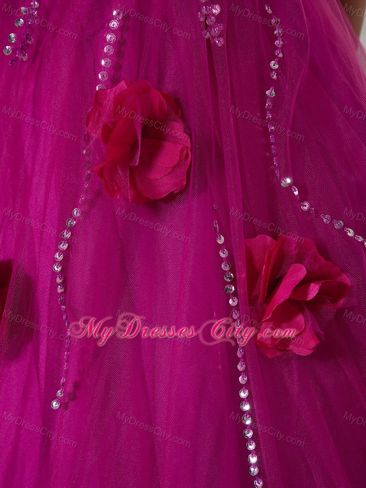 Fuchsia Sweetheart Tulle Sweet 15 Dress with Ruches in 2013