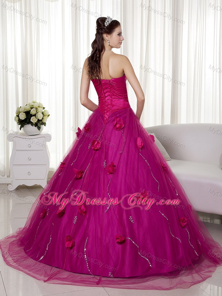 Fuchsia Sweetheart Tulle Sweet 15 Dress with Ruches in 2013