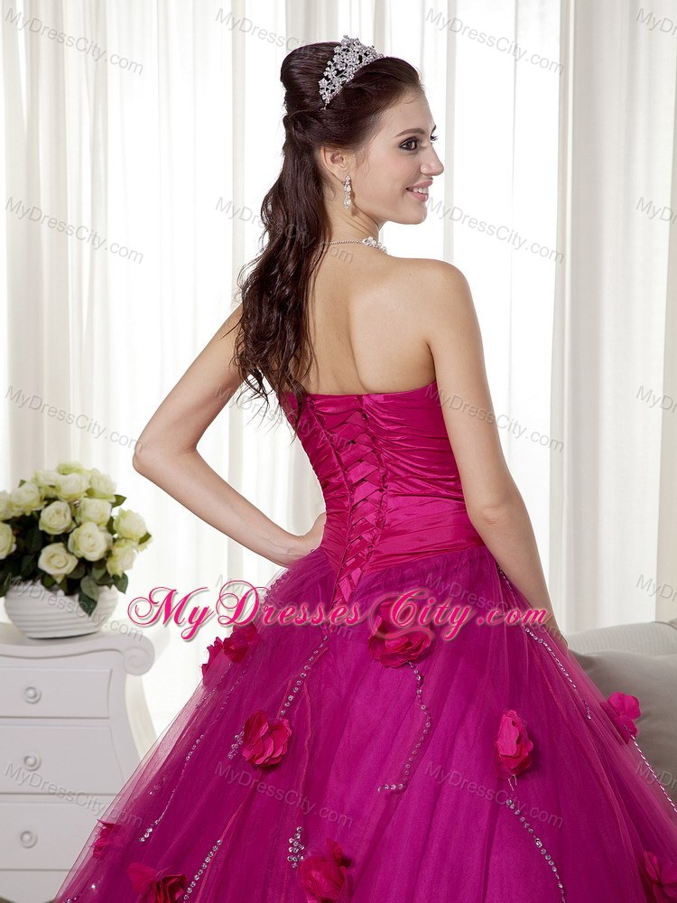 Fuchsia Sweetheart Tulle Sweet 15 Dress with Ruches in 2013