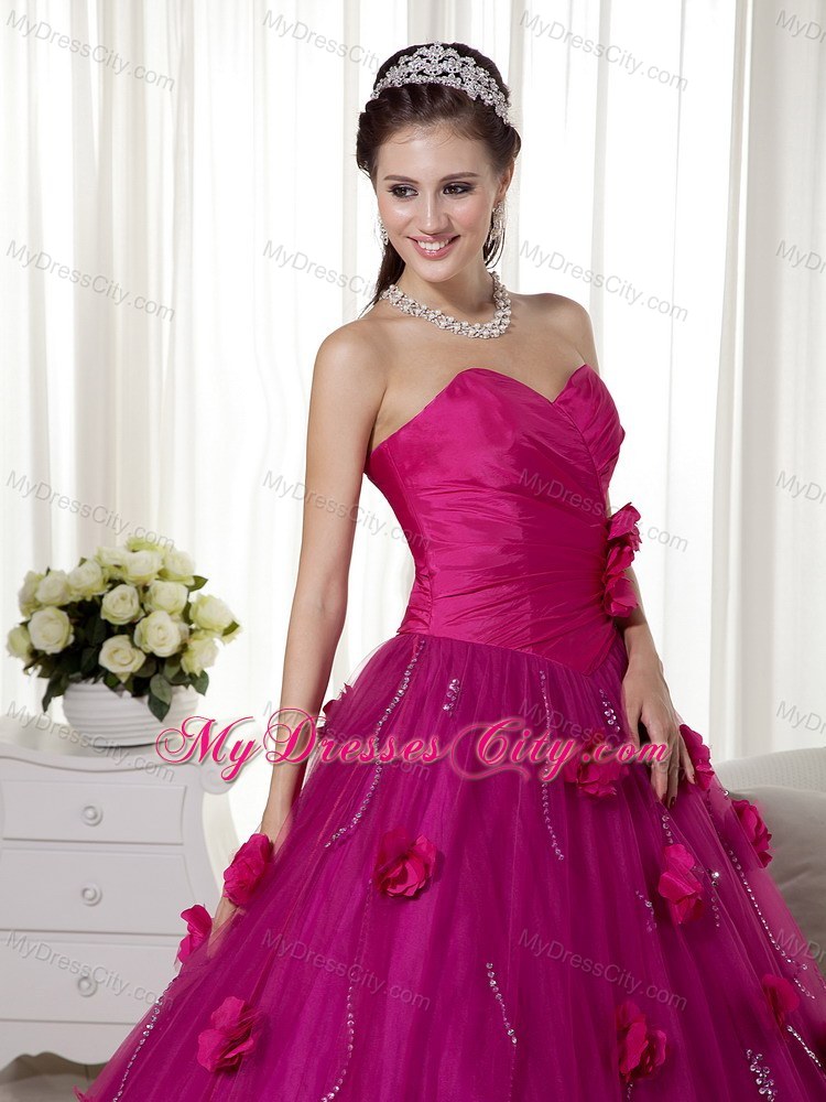 Fuchsia Sweetheart Tulle Sweet 15 Dress with Ruches in 2013